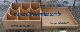 Caixa mdf cru 20x20x06 - 3mm com divisria abaulada