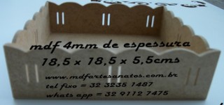 Bandeja quadrada passa fita 18,5 x 18,5 x 5,5  - mdf 4mm