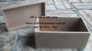 Caixa retangular mdf cru 25x15x10 - 6mm