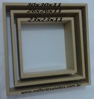 Nicho quadrado mdf cru - Trio - 9mm - 30x30x11